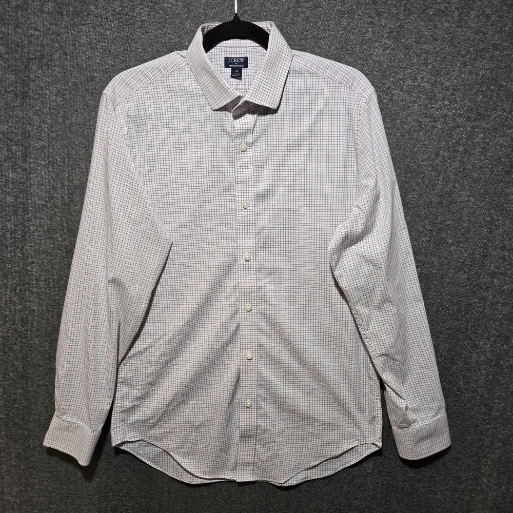 J. Crew Performance Pink Plaid Button Shirt Sz Medium Casual Work Office